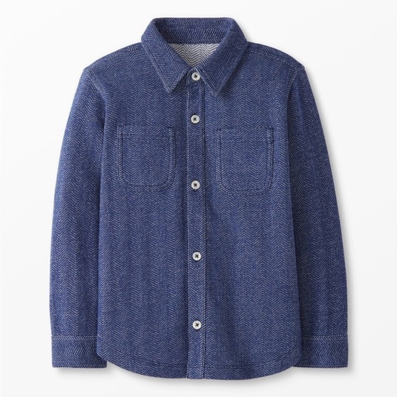 Hanna Andersson Other - Hanna Andersson Herringbone Button Down In French Terry Navy Blue